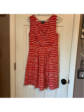 Lands' End Red White Polka Dot Dress Medium Petite